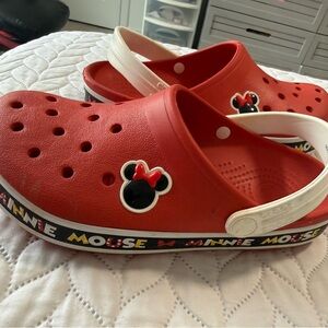 Minnie Mouse Red Croc Sandals with White Strap